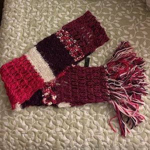 Ana brand purple pink white knit scarf